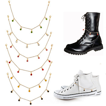 12Pcs 6 Colors Alloy Glass Rhinestone Shoe Chains, with Brass Rhinestone Strass Chains and Zinc Alloy Lobster Claw Clasps, for Shoe Decoration, Mixed Color, 295mm, 2pcs/colors