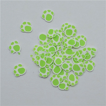 Handmade Polymer Clay Cabochons, Dog Paw, Light Green, 5~6.5x5~6.5x6mm