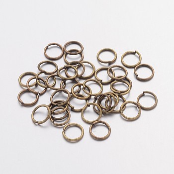 Iron Open Jump Rings, Nickel Free, Antique Bronze Color, 21 Gauge, 6x0.7mm, Inner Diameter: 4.6mm, about 191pcs/10g