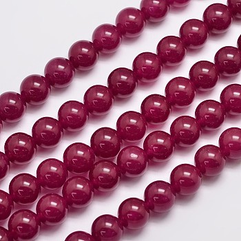 Natural & Dyed Malaysia Jade Bead Strands, Round, Medium Violet Red, 12mm, Hole: 1.0mm, about 31pcs/strand, 15 inch