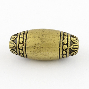 Antique Acrylic Beads, Large Hole Beads, Oval, Antique Bronze Plated, 38x18mm, Hole: 5.5mm, about 78pcs/500g