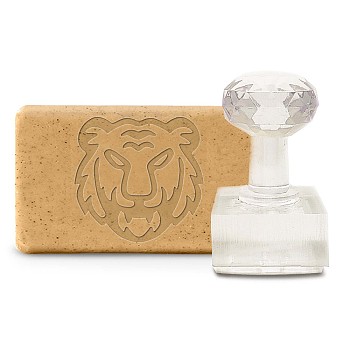 Clear Acrylic Soap Stamps, DIY Soap Molds Supplies, Rectangle, Lion Pattern, 60x36x37mm