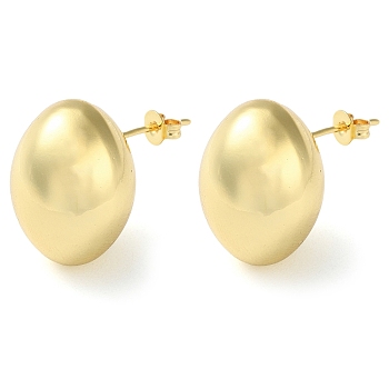 Oval Brass Stud Earrings for Women, Long-Lasting Plated, Lead Free & Cadmium Free, Real 18K Gold Plated, 19.5x14.5mm