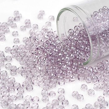 TOHO Round Seed Beads, Japanese Seed Beads, (632) Light Lavender Transparent Luster, 8/0, 3mm, Hole: 1mm, about 1110pcs/50g