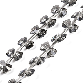 Electroplate Glass Beads Strands, Half Plated, Bowknot, Gray, 7x10x3mm, Hole: 1mm, about 48pcs/strand, 19.69''(50cm)