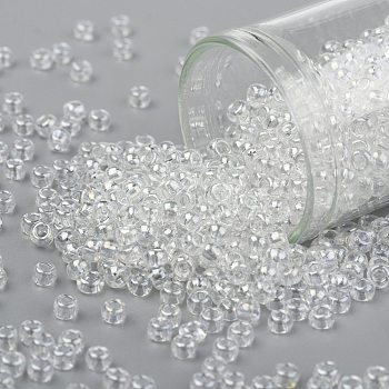 TOHO Round Seed Beads, Japanese Seed Beads, (101) Crystal Transparent Luster, 8/0, 3mm, Hole: 1mm, about 10000pcs/pound