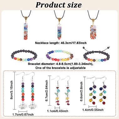 Anattasoul conjunto de joyas de yoga con chakras de piedras preciosas mixtas naturales y sintéticas(SJEW-AN0001-40)-2