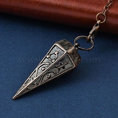 Rack Plating Brass Cone Dowsing Pendulum Pendants(AJEW-G064-01R)-2