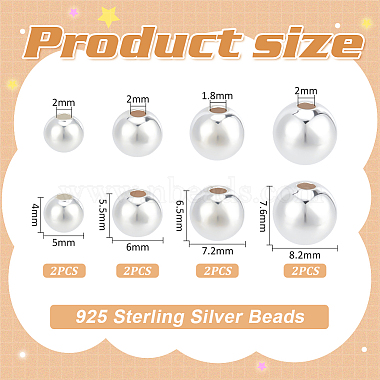 8piezas 4 estilos 925 cuentas de plata de ley(STER-BC0002-13)-2