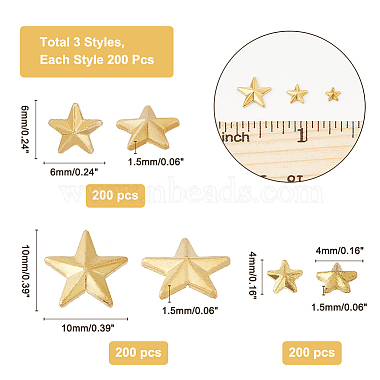 600Pcs 3 Style Star Brass Cabochons(FIND-AR0002-57)-2