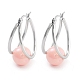 304 boucles d'oreilles ovales en acier inoxydable et perles d'imitation en plastique avec créoles boule pour femme(EJEW-C096-13P-06)-1
