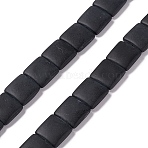Transparent Frosted Glass Beads Strands, Square, Black, 12x12x4.5mm, Hole: 1mm, about 50pcs/strand, 23.23''~24.02''(59~61cm)(X-FGLA-S001-01F)