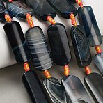Dyed & Heated Natural Banded Agate Beads Strands, Flat Oval, Dark Blue, 39.5~40.5x15.5~16.5x6.5~7.5mm, Hole: 1.6~2mm, about 8pcs/strand, 15.35''~15.55''(39~39.5cm)(GG-CBAB9C6-D01-01)