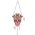 DIY Resin Sun Catcher Pendant Decoration Diamond Painting Kit, for Home Decorations, Skull, Halloween Theme, Mixed Color, 195mm(DIAM-PW0001-108C)