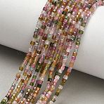 Natural Multicolor Tourmaline Beads Strands, Faceted Table Cut Cube Beads, 2~2.5x2~2.5x2~2.5mm, Hole: 0.5mm, about 189pcs/strand, 15.55''(39.5cm)(GG-CBA5A1A-B09-02)