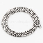316 Surgical Stainless Steel Box Chain Necklaces, with Lobster Claw Clasps, Stainless Steel Color, 600x2.5mm(NJEW-WH0002-13)