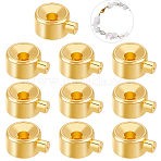 10Pcs 925 Sterling Silver Flat Round Crimp Beads, with Suede Fabric Square Silver Polishing Cloth, Golden, 4x3x2mm, Hole: 0.9mm(STER-BC0002-69G)