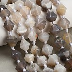 Natural Banded Agate Beads Strands, Bicone, Faceted, 12~16x14~18x14~18mm, Hole: 1.2~1.6mm, about 20~22pcs/strand, 15.94''~16.34''(40.5~41.5cm)(GG-CBAB9C6-L01-01)