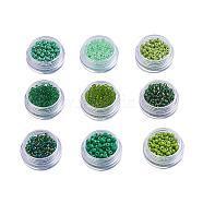 Glass Seed Beads, Round, Green, 3mm, Hole: 1mm(DIY-X0272-3mm-04)