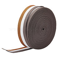 15 Yards Three Color Polyester Striped Ribbon, Jacquard Ribbon, Clothes Accessories, Flat, Peru, 38mm(OCOR-WH0078-120B)