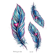 Feather Pattern Removable Temporary Tattoos Paper Stickers, Dodger Blue, 15x10.5cm(PW-WG48756-01)