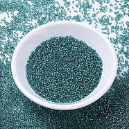 MIYUKI Delica Beads, Cylinder, Japanese Seed Beads, 11/0, (DB1208) Silverlined Caribbean Teal, 1.3x1.6mm, Hole: 0.8mm, about 10000pcs/bag, 50g/bag(SEED-X0054-DB1208)
