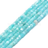 Natural Amazonite Beads Strands, Faceted, Cube, 2x2x2mm, Hole: 0.6mm, about 182pcs/strand, 15.16''~15.55''(38.5~39.5cm)(G-P457-B01-34)