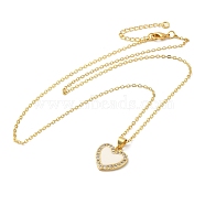 Brass Enamel with Rhinestone Pendant Necklace, Heart, Golden, 17.80 inch(45.2cm)(NJEW-Q320-01C-G)
