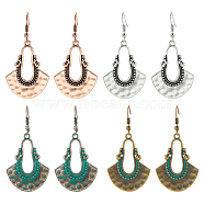 4 Pairs 4 Colors Hollow Teardrop Alloy Dangle Earrings with Brass Pins for Women, Mixed Color, 55.5x28mm, 1 Pair/color(EJEW-AN0004-57)