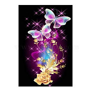 DIY Butterfly Theme Diamond Painting Kits, Including Canvas, Resin Rhinestones, Diamond Sticky Pen, Tray Plate and Glue Clay, Butterfly Pattern, 300x250mm(DIAM-PW0004-038B)