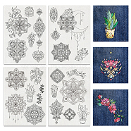 4 Sheets 11.6x8.2 Inch Stick and Stitch Embroidery Patterns, Non-woven Fabrics Water Soluble Embroidery Stabilizers, Floral, 297x210mmm(DIY-WH0455-167)