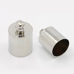 Brass Cord Ends, End Caps, Platinum, 14x10mm, Hole: 1mm, Inner Diameter: 9mm(KK-D219-14x10-P)