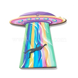 Acrylic Pendants, extraterrestrial, UFO, Others, 40x39.5x2.5mm, Hole: 1.8mm(OACR-I004-02B)