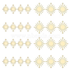 70Pcs 2 Styles Brass Sun Link Connectors, Long-Lasting Plated, Golden, 18~27x13.5~22.5x0.5mm, Hole: 1.2~1.4mm(KK-WR0001-80)