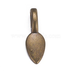 Tibetan Style Alloy Glue-on Flat Pad Bails, Leaf, Antique Bronze, Lead Free and Cadmium Free and Nickel Free, 21x8x6mm, Hole: 6x4mm(X-MAB3348Y-NF)