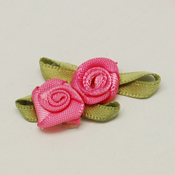 Handmade Woven Costume Accessories, Flower, Fuchsia, 11x24x6mm(WOVE-QS2003-20)