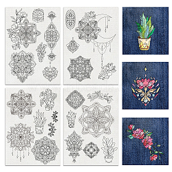 4 Sheets 11.6x8.2 Inch Stick and Stitch Embroidery Patterns, Non-woven Fabrics Water Soluble Embroidery Stabilizers, Floral, 297x210mmm(DIY-WH0455-167)