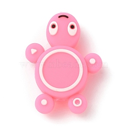 Tortoise Silicone Beads, DIY Nursing Necklaces and Bracelets Making, Chewing Pendants For Teethers, Hot Pink, 29.5x22x9mm, Hole: 2mm(SIL-WH0002-81C)