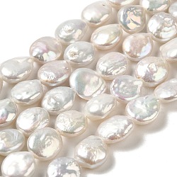 Natural Baroque Pearl Keshi Pearl Beads Strands, Cultured Freshwater Pearl, Button, Grade 3A+, Old Lace, 10~11x4~6mm, Hole: 0.6mm, about 34~35pcs/strand, 15.75~16.30''(40~41.4cm)(PEAR-E016-007)
