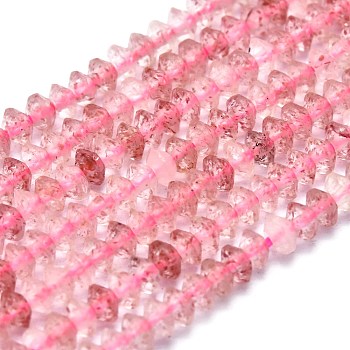 Natural Strawberry Quartz Beads Strands, Faceted, Bicone, 2.5~3x1.5~2mm, Hole: 0.5mm, about 250pcs/Strand, 14.96 inch(38cm)