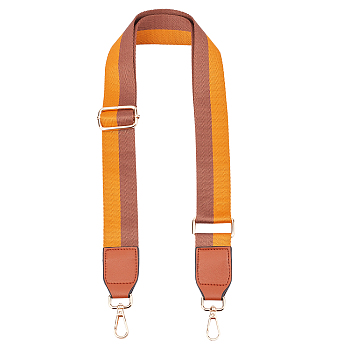 Stripe Pattern Adjustable Nylon Bag Strap, with Zinc Alloy Clasps, for Bag Replacement Accessories, Saddle Brown, 80~140x3.8cm
