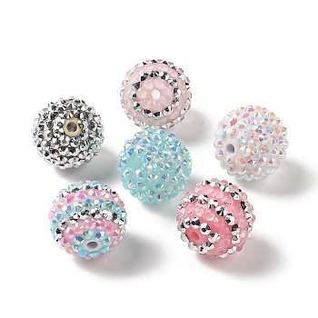Resin Rhinestone Beads, Round, Mixed Color, Mixed Color, 19x20mm, Hole: 2.5mm