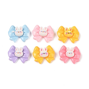 Opaque Resin Decoden Cabochons, Rabbit Bowknot, Mixed Color, 18x22.5x7.5mm