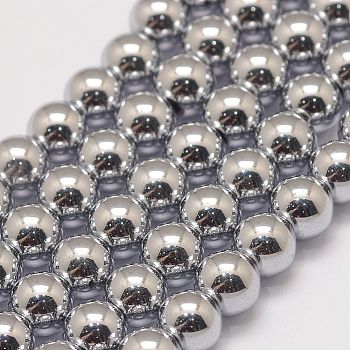 Grade AA Magnetic Synthetic Hematite Bead Strands, Round, 6mm, Hole: 1.5mm, about 73pcs/strand, 16 inch