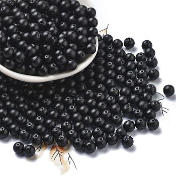 Baking Paint Glass Seed Beads, Round, Black, 6mm, Hole: 0.8mm, about 1800pcs/1pound