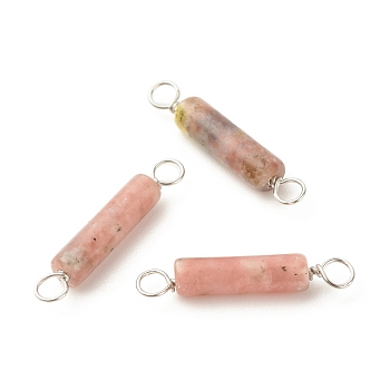 Natural Connector Charms, with Platinum Tone Eco-Friendly Brass Wire Double Loops, Column, 23~24x4mm, Hole: 2~2.6mm 