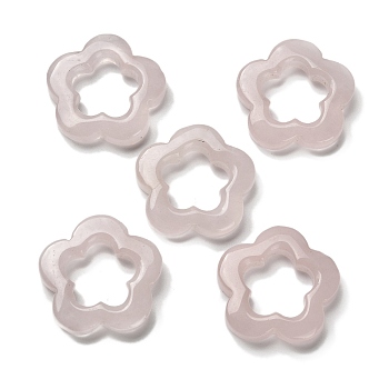 Natural Rose Quartz Cabochons, 5-Petal Hollow Flower, 29x30x6mm