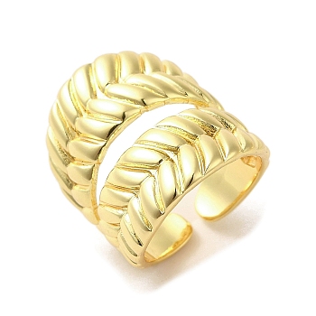 Rack Plating Brass Finger Ring, Cuff Ring, Long-Lasting Plated, Cadmium Free & Lead Free, Real 18K Gold Plated, Inner Diameter: 17mm