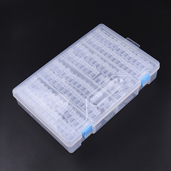 Plastic Bead Containers, Flip Top Bead Storage, For Seed Beads Storage Box, with PP Plastic Packing Box, Rectangle, Clear, 112pcs containers/box, 50x27x12mm, Hole: 9x10mm