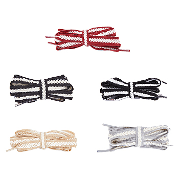 5 Pairs 5 Colors Two Tone Flat Polyester Braided Shoelaces, with Plastic Aglets, for Shoe Accessories, Mixed Color, 1190x15x4mm, 1 pair/color